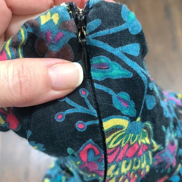 French Connection Floral Sequin Black/Blue/Yellow Strapless Dress - Picture 5 of 6